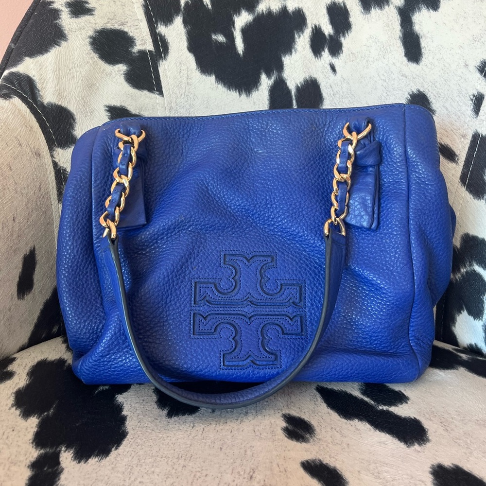 Tory Burch Blue Leather Two Way Shoulder Bag